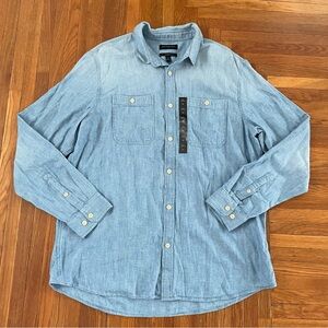Banana Republic Light Blue Casual Cotton Linen Button Down Shirt